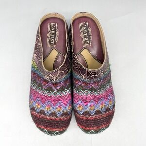 LArtiste Spring Step Womens 40 9 Zigino Purple Floral Knit Clogs Shoes Slip On